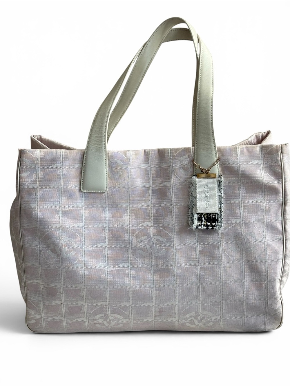Chanel travel line Light Pink Tote Bag with White leather  Handles